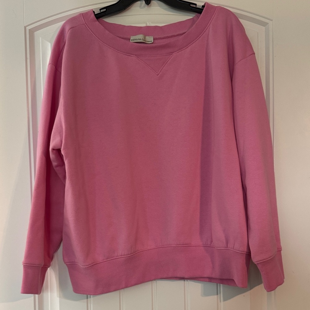Zenana Outfitters Vibrant Pink Crew Neck Sweater